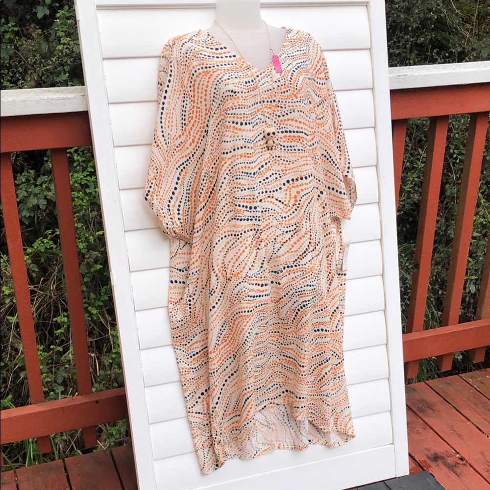 Chico's NWT V-neck multi print pattern short Dress SIZE 4 - Picture 2 of 13